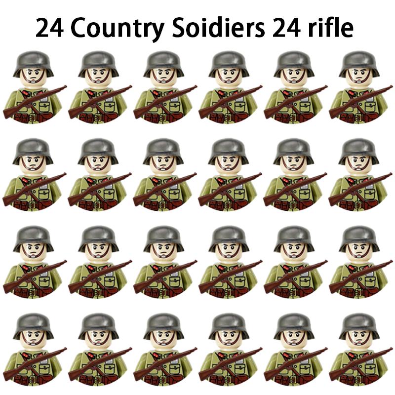 Нетоксичные 24 шт. Военные Фигурки Вторая Мировая Война Военный Продукт Фигурка Солдата Строительные Блоки Детский Праздничный Подарок Игрушки Подарки Забавные