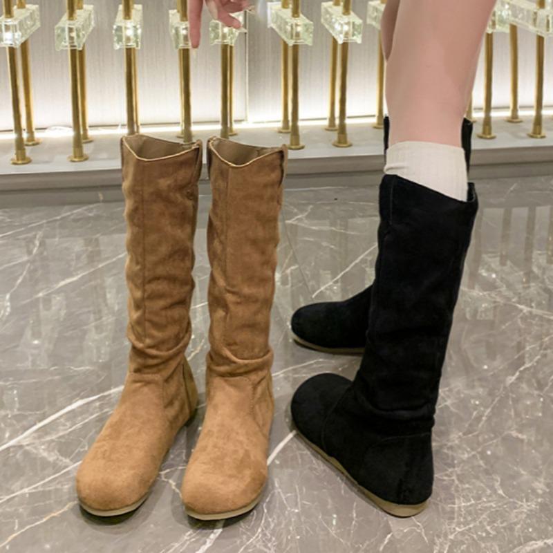 Fashion Flats Women Knee Snow High Boots Platform Suede Shoes Winter 2025 Trend Casual Non Slip Walking Shoes Fashion Party Botas Mujer