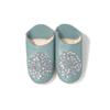 Odorless Leather Babouche Slippers Moroccan Room Shoes [cocomorocco] (Silver Sequins) (Aqua Green, 23-Point Measurement, 0-Centenometer)
