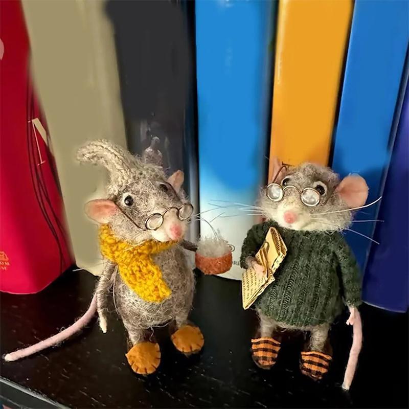 Милый набор для валяния мышей из войлока своими руками Мыши из войлока Зимние рождественские валяные мышки из войлока Рождество Шерстяной войлок