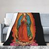 Our Lady of Guadalupe Mexican Virgin Mary Blanket Cover Flannel Christian Catholic  Warm Throw Blankets for Bedroom Sofa Bed Rug