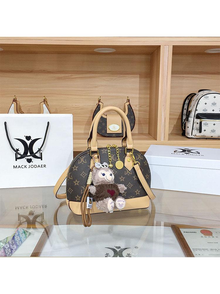 High-End Vintage Monogram Shell Crossbody: 2025 Influencer Chic Colorblock Handbag