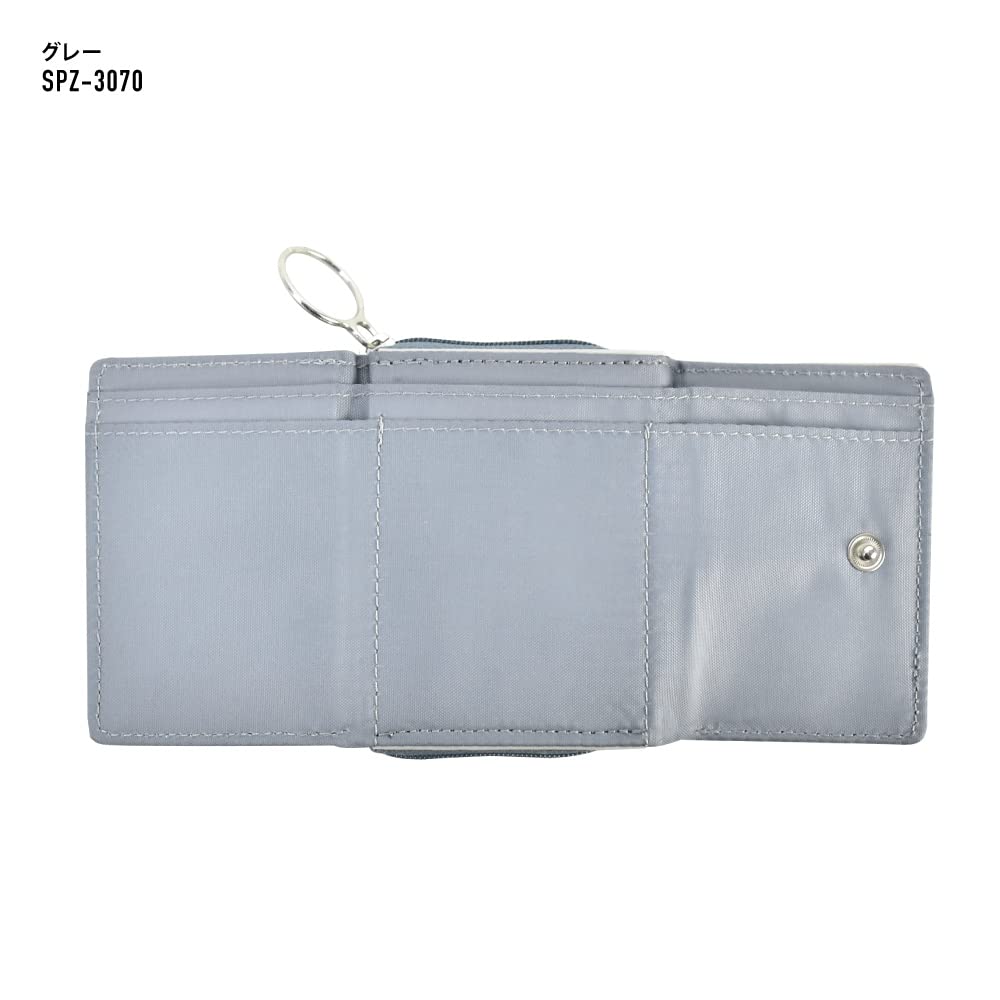 Trifold Wallet Wallet Wallet Synthetic Leather Coin Purse External Sorting Billfold Card Coin Case Round Zipper Logo Compact 0216 Gray [Snoopy]