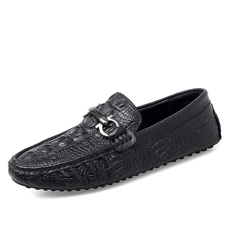 Fashion Fashion Genuine Leather Man Loafers Classic Slip-on Casual Shoes Business Men Moccasins Crocodile Pattern Non-slip Driving Shoes