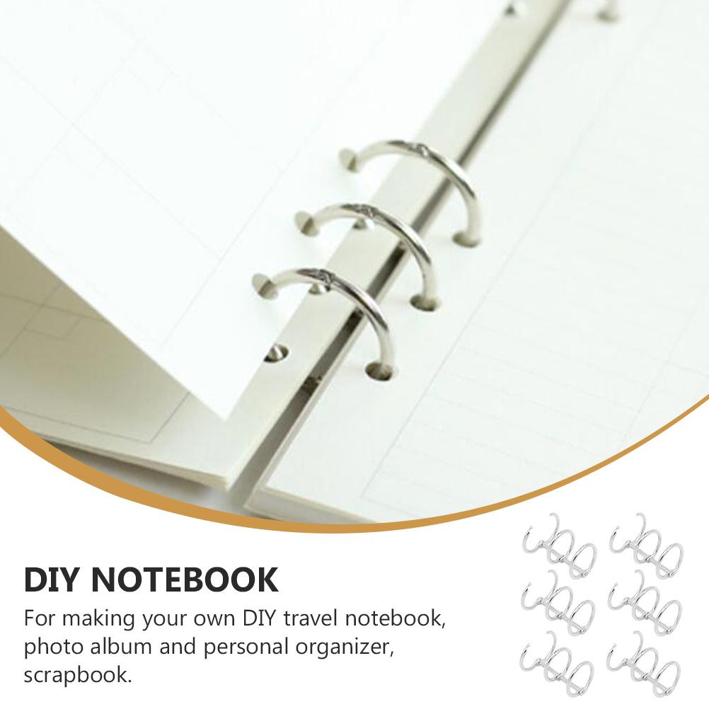 6Pcs High Class Iron 3 Ring Metal Loose Leaf Binder Rings Nickel Finish Office School Binding Combs Spines Supplies