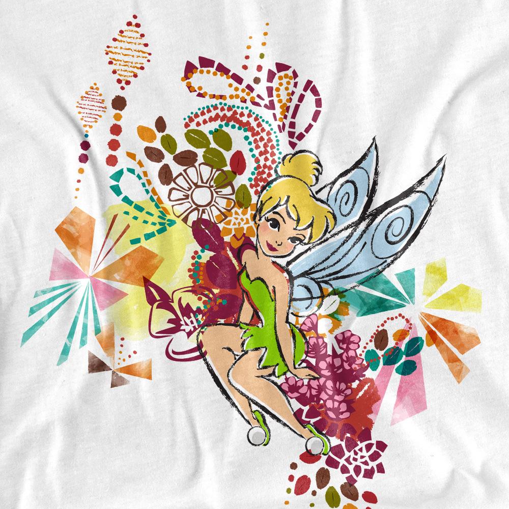 Футболка унисекс для взрослых Disney Fairies Tinker Bell с геометрическим цветочным узором