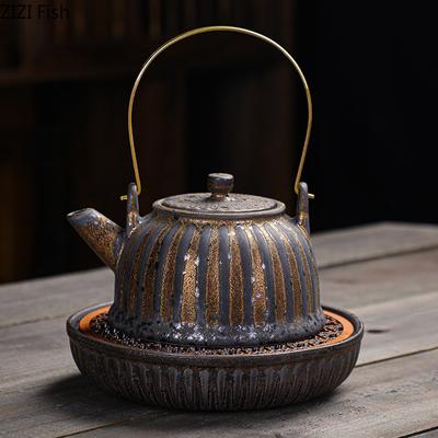 Винтажный ржавый глазурованный грубый керамический чайник, японский керамический чайник в стиле кунг-фу, офисный чайник, креативные аксессуары для чайной церемонии