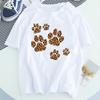 Women Dog Paw Print Short Sleeve Fashion Printed Summer Lady Womens Clothing Tops T-Shirt Shirt Tees Female T Shirt