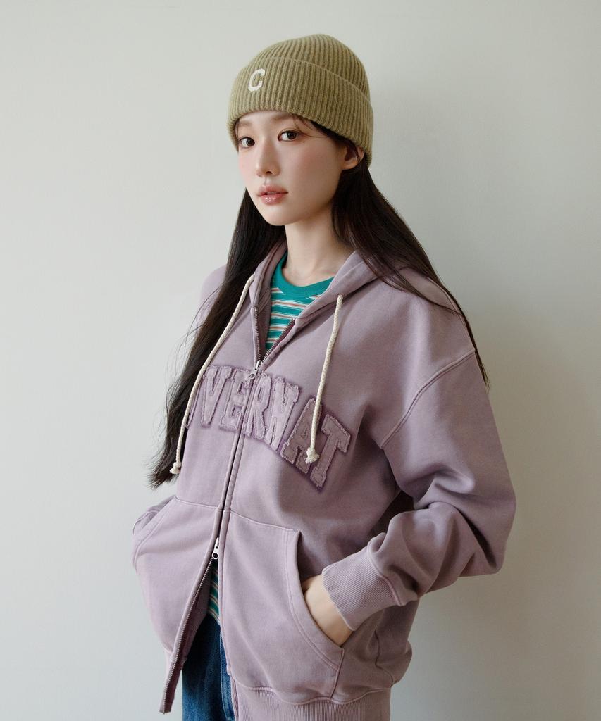 Covernat Pigment Arch Logo Zip-Up Hoodie Brown