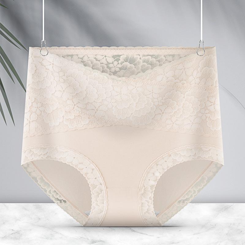Нижнее белье из чистого хлопка с высокой талией, утягивающее бедра, кружевное, для женщин, дышащее, антибактериальное, бесшовное, удобное, утягивающее, треугольные трусики