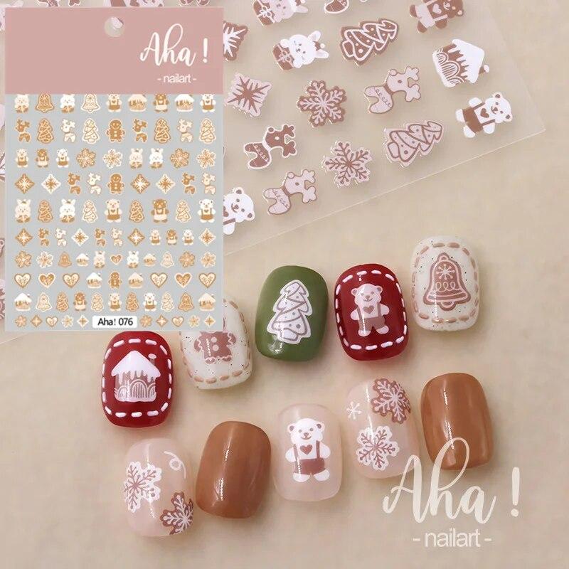 Рождественская наклейка для ногтей, зимняя снежинка, мультяшная Санта-Птица, новогоднее украшение для дизайна ногтей для детей и женщин