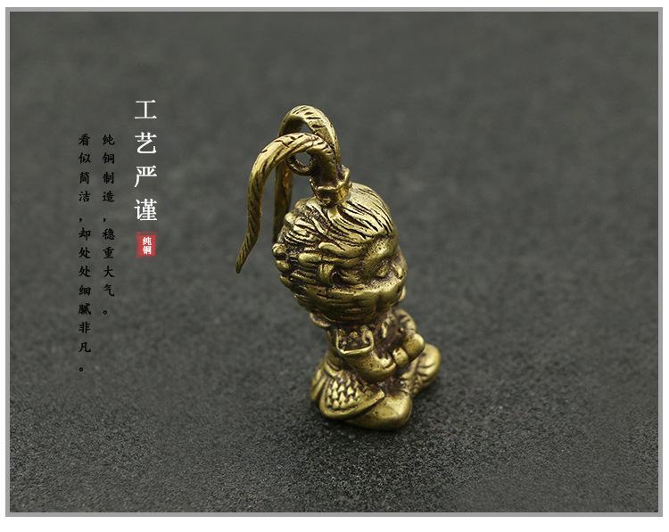 Ретро Чистая латунь на весь день Великое святое украшение Сунь Укун Украшения для интерьера автомобиля Борьба за Будду Бронзовая обезьяна Поделки