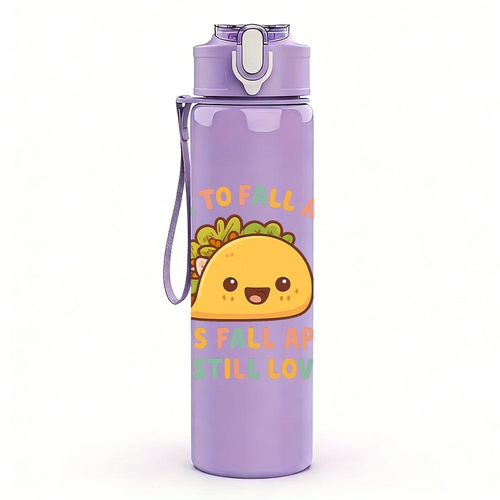 1 шт. Тако Все еще люблю тебя 750 мл Цветная Пластиковая Спортивная Бутылка для Воды Герметичная Крышка с Откидной Соломкой Подходит для Спорта, Офиса, Домашнего Использования