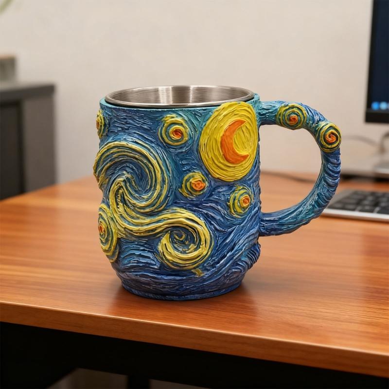 Кружка для resin art с уникальным дизайном «Звездная ночь», с термозащитой, эргономичной ручкой, подходит для горячих напитков