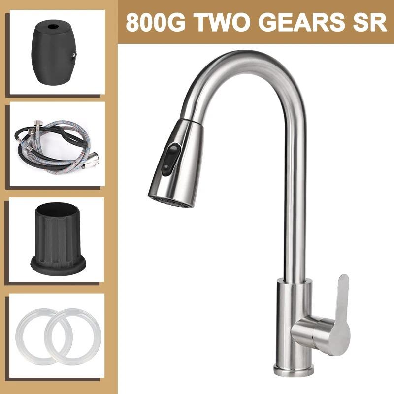 Матовый никель, кухонный смеситель с одним отверстием, выдвижной излив, смеситель для кухонной мойки, распылительная головка, хромированный/черный смеситель