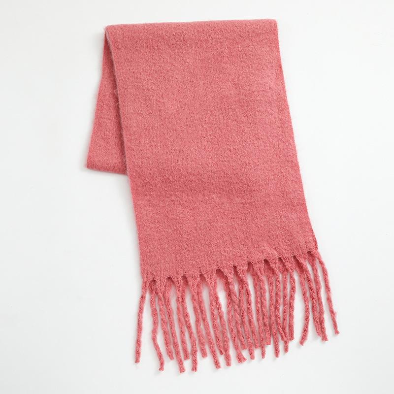 Imitation Cashmere Scarf for Women Winter Warm Thickening New Solid Color Scarf for Men Thick Tassel Woolen Scarf