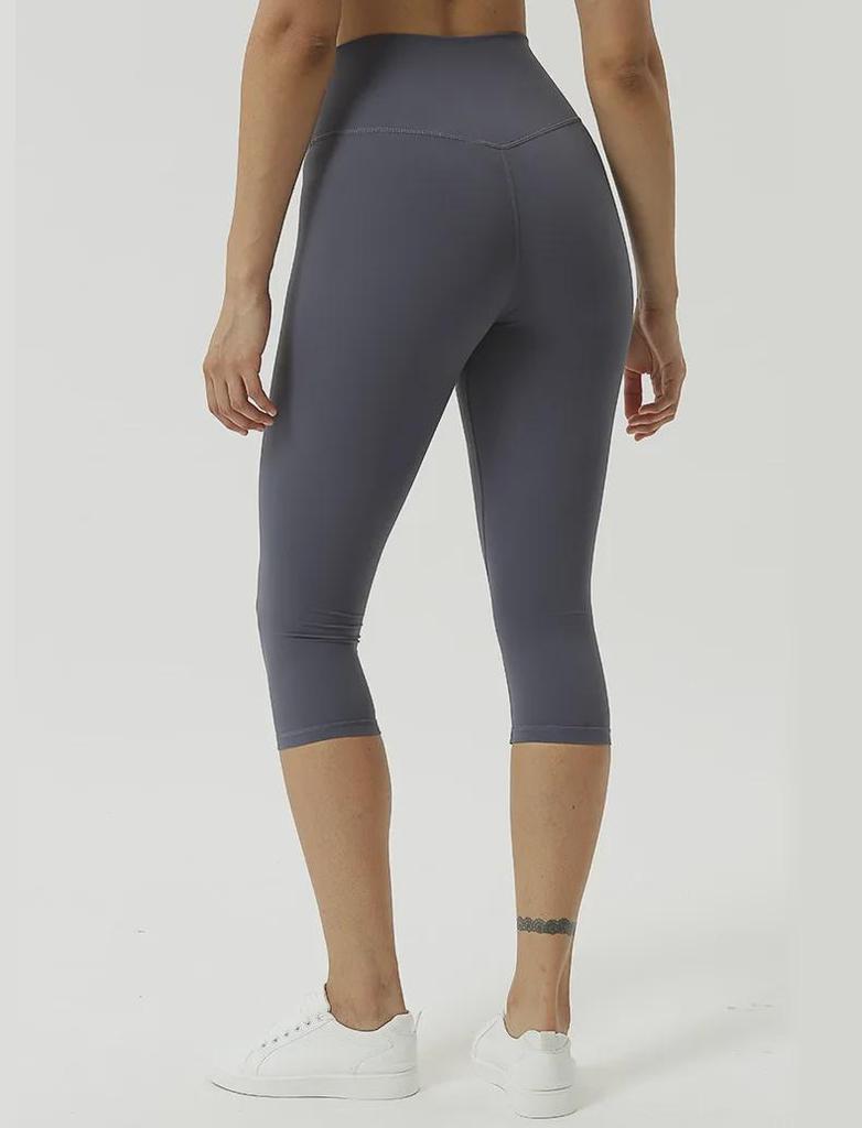 Женские двухсторонние отшлифованные штаны для йоги с высокой талией – телесного цвета, укороченные, облегающие, удобные для европейского и американского стилей