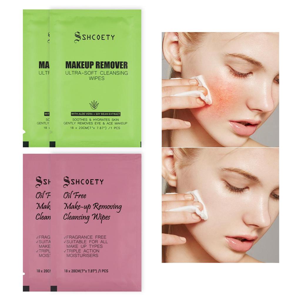 SHCOETY 10-Pack Makeup Remover Wipes: Individually Wrapped, Gentle Deep Clean for Face.