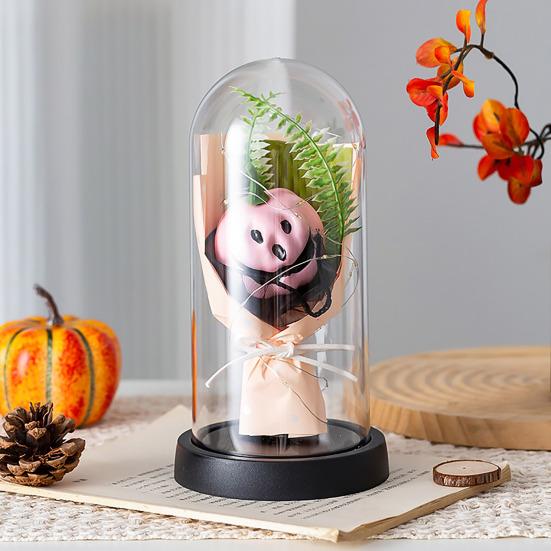 Pumpkin Dome Light LED Clear Cloche Pumpkin Night Light for Halloween Home Kitchen Tabletop Mantel Garden Poolside Decor