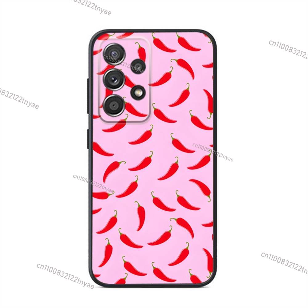 Spicy Red Chili Peppers Phone Case For Samsung S24,21,22,23,30,Ultra,20,Plus,Note,10,9,Black soft silicone case