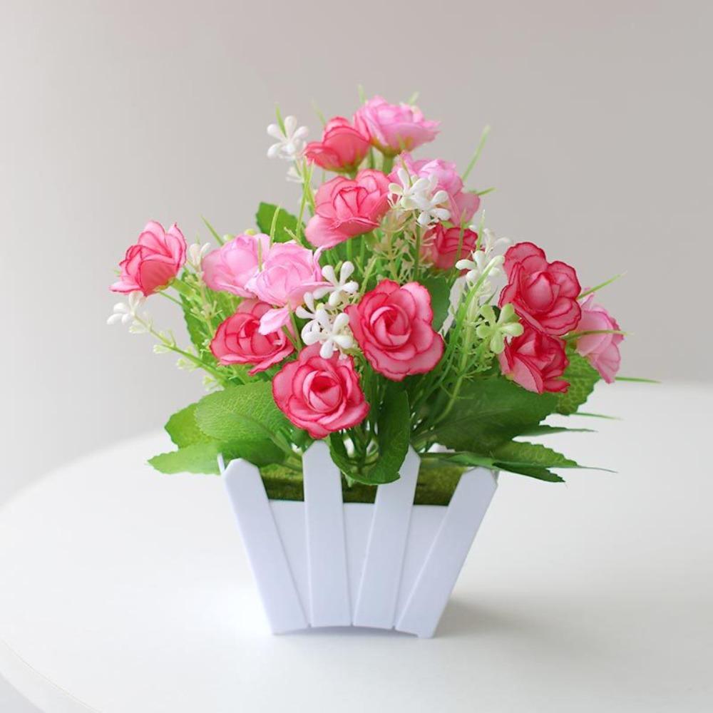 Fence Artificial Potted Flowers Simulation Bonsai New Plastic Fake Flower Living Room Ornaments