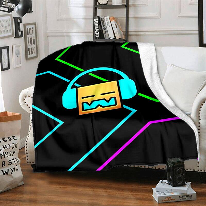 1pc Blanket Geometry Dash1 Print Design, Lightweight Blanket for Sofa, Bed- Soft &Warm, Gift for All Seasons like Christmas, Halloween