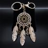 Блестящий хрустальный ловец снов с совой, перьевой брелок для женщин, сплав, стразы, ловец снов, животное, кольцо для ключей, украшение для сумки K9034S05