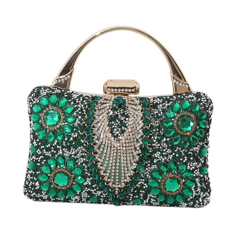 Elegant Square Evening Purse With Lock Closure And Rhinestone Accents For Women