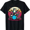 Cat Playing Drums Drummer Novelty Music Lover Funny Drummer T-Shirt(1)