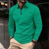 New European and American Men's Collar Fashion Solid Color Waffle Long Sleeved Men's T-shirt POLO