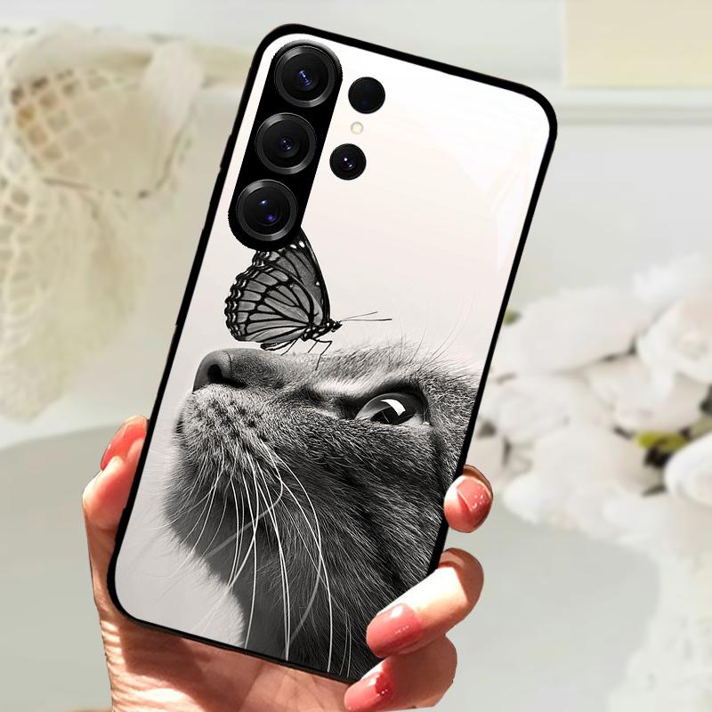 Для Samsung S24 Ultra Закаленное Стекло Задняя Крышка Чехол Для Galaxy S20 S21 S22 S23 S30 Ultra Жесткий ПК Стекло Защитные Чехлы для Телефона