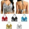 Stage Sequin Nightclub Tassel Show Costumes Belly Dance Bra Halter Bra Performance Top
