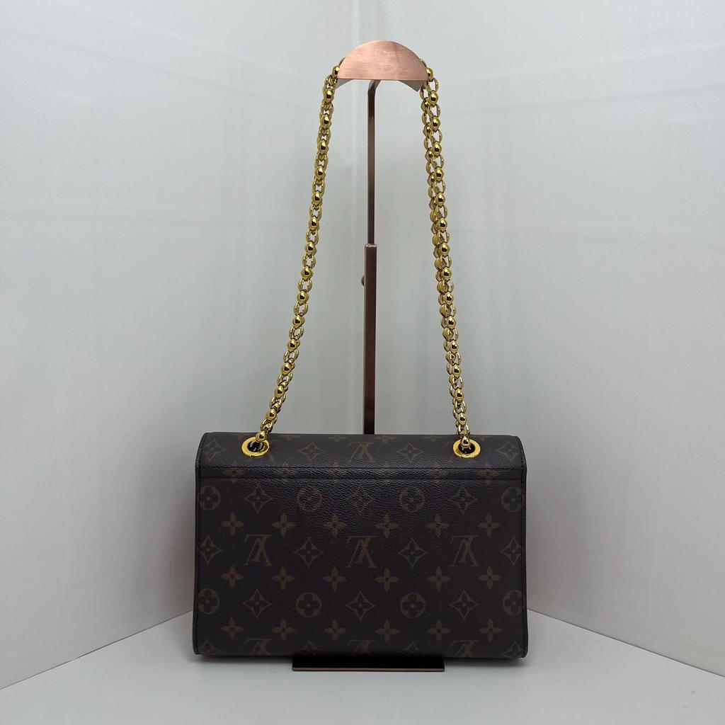 [Pre-Owned] Victoire Exquisite Fashion Classic Monogram Print Sliding Chain Shoulder Bag Canvas And Leather Crossbody Bag - Excellent #1DOKVK7