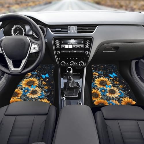 Подсолнух Бабочка Автомобильные Коврики 4 шт. Комплект Универсальные Противоскользящие Передние Задние Ковры для Внедорожника Седана Минивэна