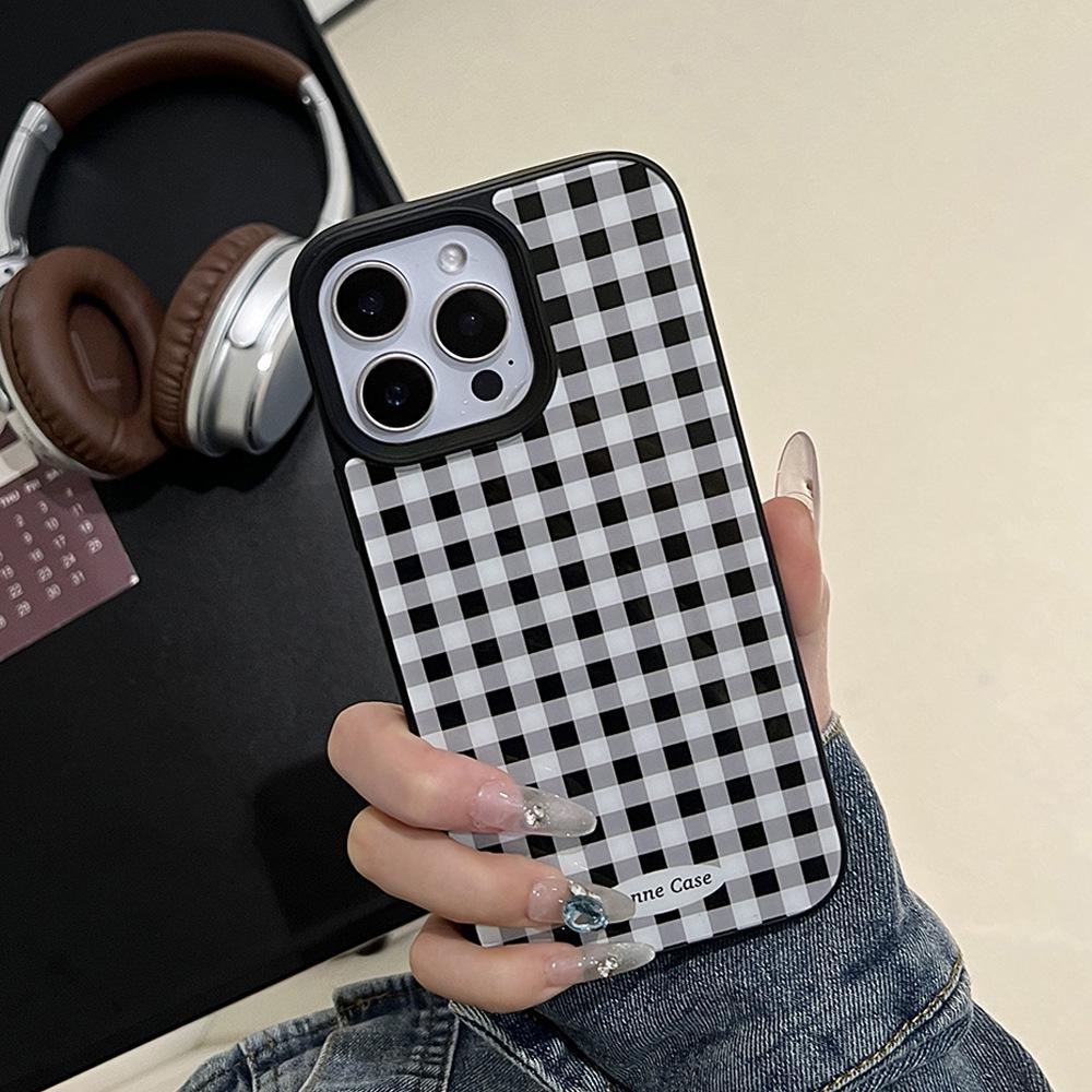 Клетчатый фруктовый стенд iPhone 14/16/17 Pro Max Эпоксидный ретро чехол для пары