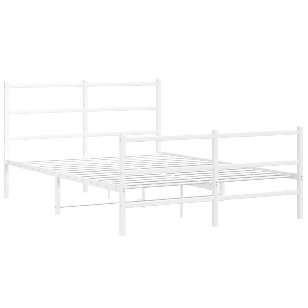Vidaxl Metalowa Rama Łóżka Z Wezgłowiem I Zanóżkiem, Biała, 140X200 Cm