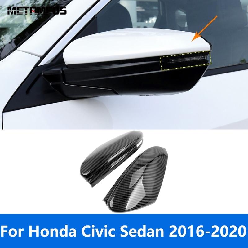 Rearview Mirror Cover Trim For Honda Civic Sedan 2016- Carbon Fiber Side View Mirror Protector Exterior Accessories