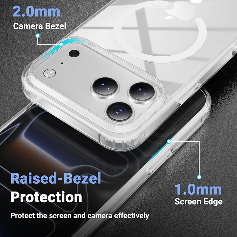 Акриловый чехол военного класса для iPhone 17 Pro Max 17Air Задняя крышка Magsafe Ударопрочный Прозрачный Гибридный PC-чехол для iPhone 17