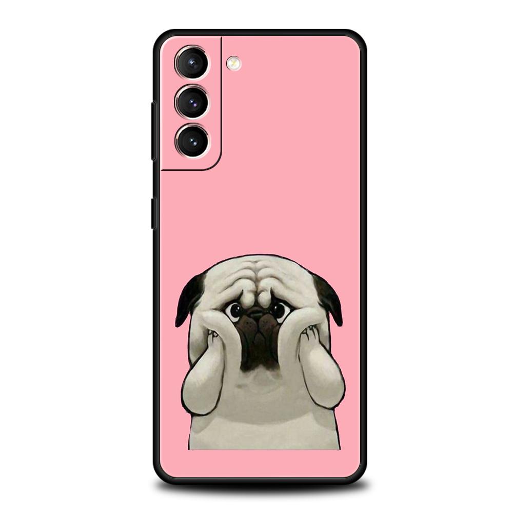 Милый телефонный чехол с собакой мопсом для Samsung Galaxy S24 S23 S22 S20 S21 FE Ultra S24 S23 S10 S10E S9 S8 Plus 5G Чехол для телефона Fundas Capas
