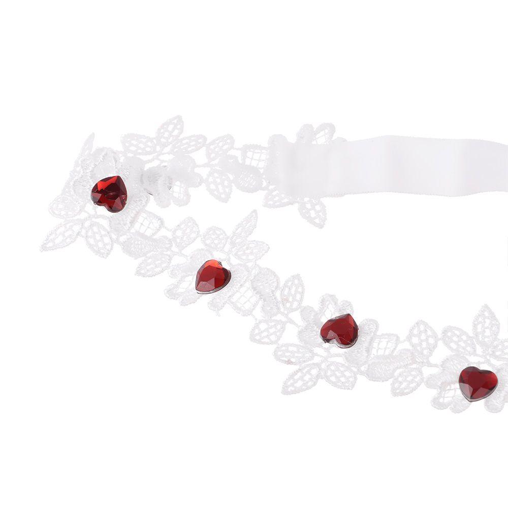 Stretch Handmade Embroidered Stretch Garter Lace Leg Ring Set Lace Red Rose Flower Garters