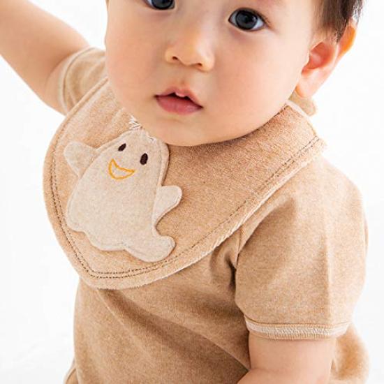 Y-1334 Тыквы BABY 100% Органический Хлопок [Серия 'Привидение'] Мини-слюнявчик, Сделано в Японии (коричневый)