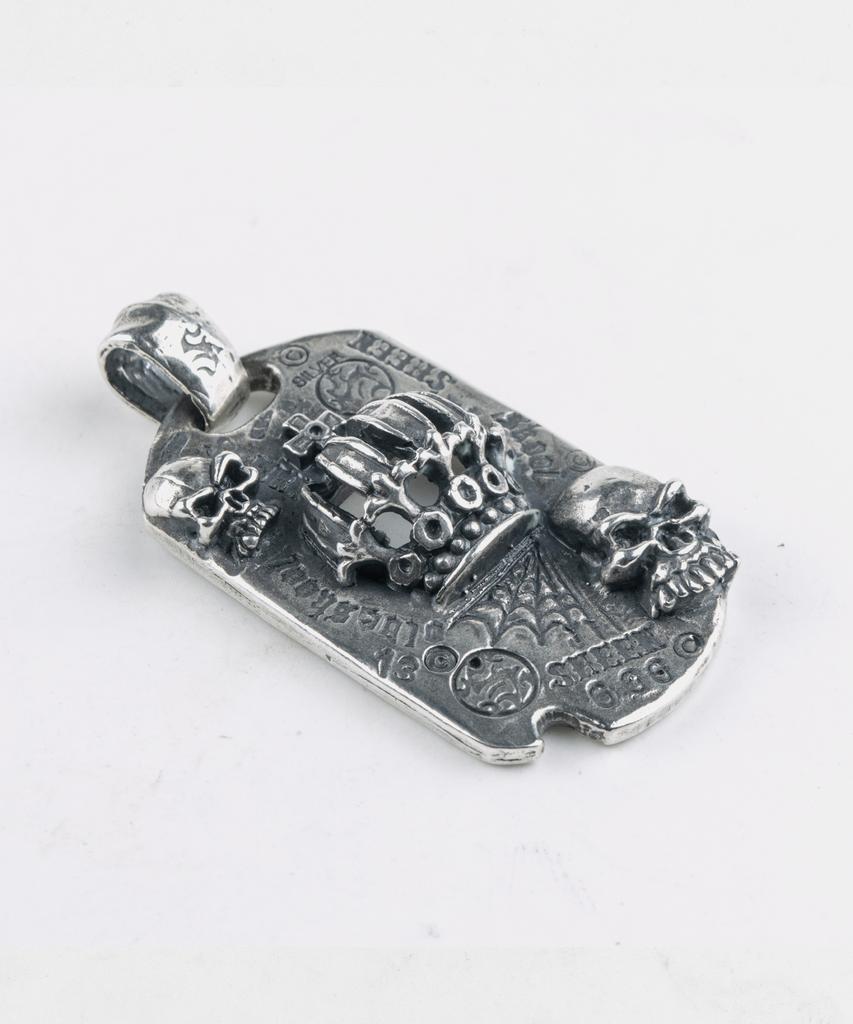 Sheen666 Crown Dog Tag Silver Pendant