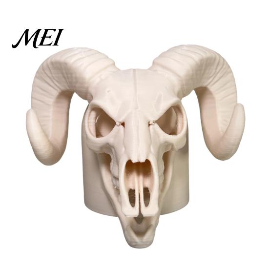 Exaggerated Horn Hitch Design Cover Cap for The Trailer Coupling, 3D Printed Ram Skull Unique Accessory Cover, Black/White Bone Truck, Recreational