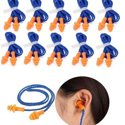 10 шт. Мягкие силиконовые шнуровые беруши для защиты ушей, индивидуально упакованные, многоразовые, для защиты органов слуха от шума, беруши