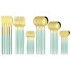 New 36Pcs Mint Gold Cutlery Set Western Silverware Stainless Steel Dinnerware Knife Fork Spoon Tableware Flatware Kitchen Wedding Accessories