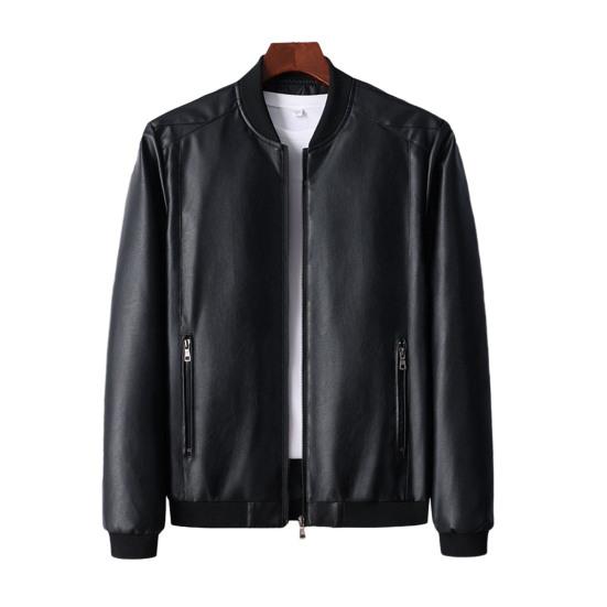 Мужская осенне-зимняя куртка Vinatge из гладкой искусственной кожи ветрозащитная плюс размер с воротником-стойкой сплошной цвет с длинным рукавом на молнии бомбер Motorcyle