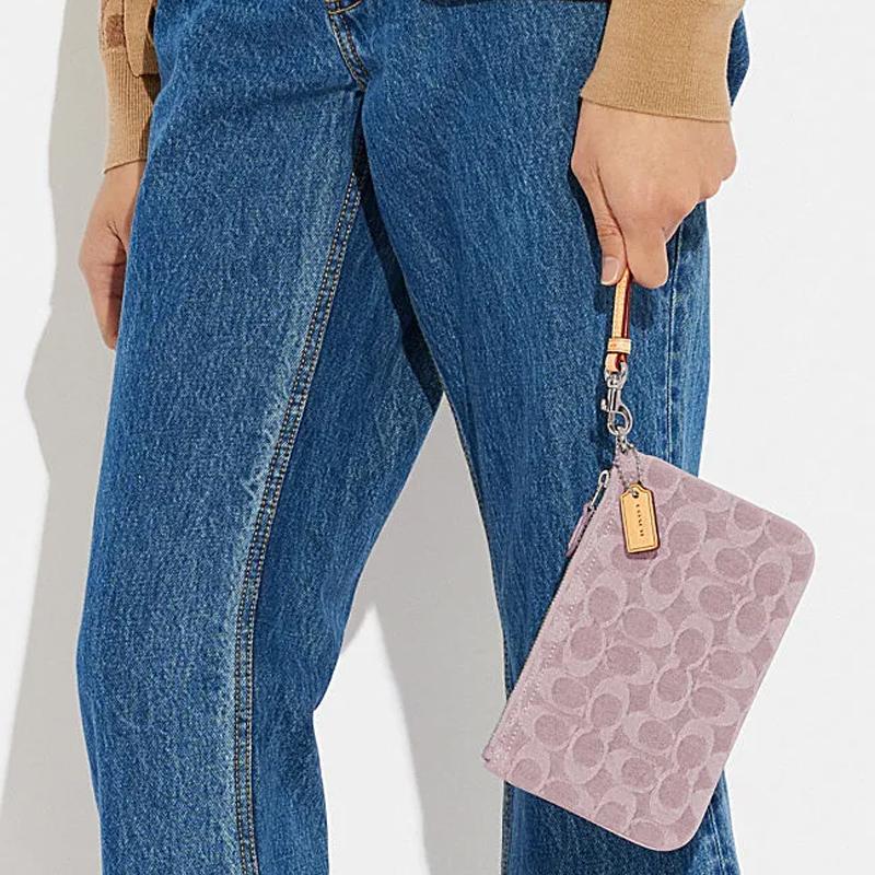 New COACH Tech Wallet Fabric Wrist Bags Clutches Small Size Women's Purple CJ874-LHPPU