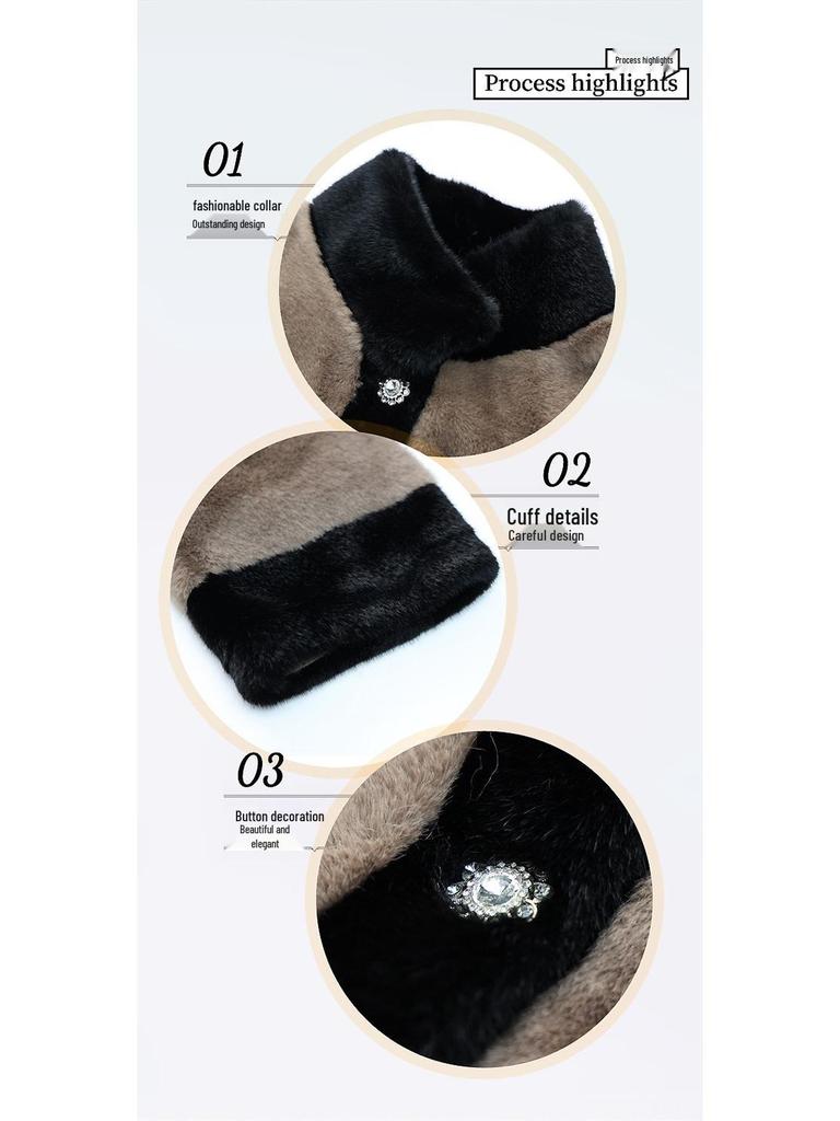 Мамино зимнее пальто из искусственного норкового бархата для женщин среднего и пожилого возраста - Элегантное меховое пальто "все в одном"