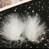 2Pcs Fairy White Feather Hair Clip Headdress Wedding For Women Girls Daily Personality Sweet Feather Barrettes Hair Accessories