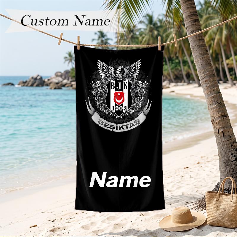 BJK FC Custom Name Printed Beach Towel Personalized Soft Towel For Swimming Beach Travel